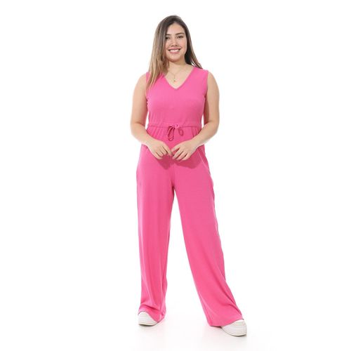 Sleeveless Cotton Jumpsuit-9951-Fuchia