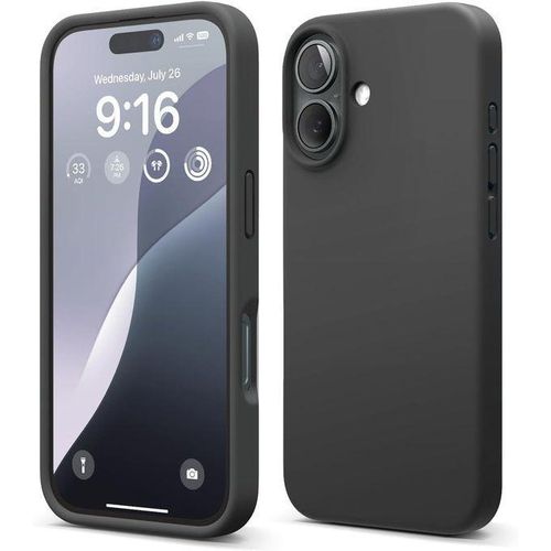 Compatible with iPhone 16 Case 6.1, Slim Liquid Silicone 3 Layers Full Covered Soft Gel Rubber Shockproof Phone Case, Protective Cover with Anti-Scratch Microfiber Lining (Black)