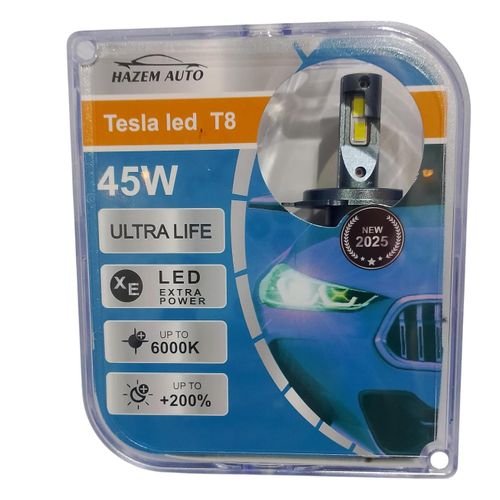 مصابيح أمامية LED T8 بقوة 45 واط لسيارات تسلا - ضوء أبيض 6000 كلفن h7