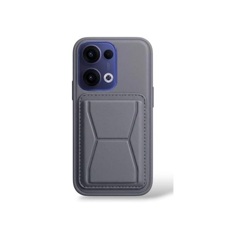 Oppo Reno 13 5G Mobile Case with Card Holder and Stand - Premium Shockproof PU Leather Cover, Slim Anti-Scratch Protective Case for Oppo Reno 13 5G (Grey)