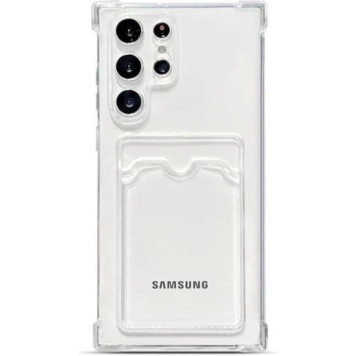 Stylish Clear Case with Card Slot and Square Design – Compatible with Samsung Galaxy S24 FE – Durable Protection & Fashion Look – Shock Resistant