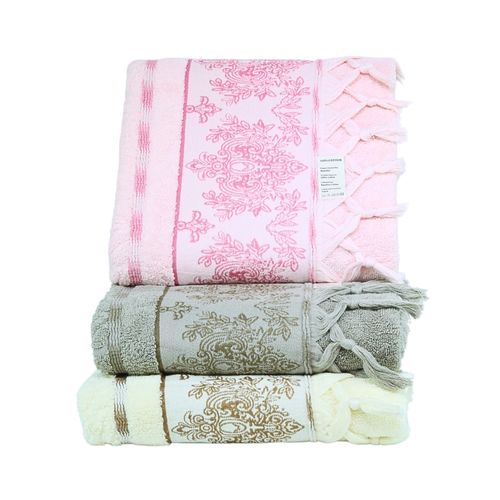 Luxurious Bamboo Cotton Half Bath Towel Set - 3 Pieces - 70x140 Cm