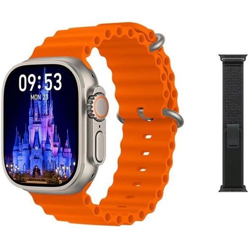 ساعة ذكية HK10 Ultra 3 Max (إصدار 2025 الجديد) بشاشة AMOLED مقاس 2.02 بوصة، ذاكرة 2 جيجابايت، اتصال بلوتوث، وميزات الذكاء الاصطناعي (لون فضي)