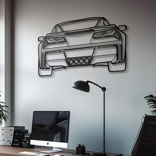 Giftaty Sports Vehicle Silhouette Wall Art – Automotive Decor for Garage, Man Cave, Office & Home – Wall art, office, home, room creative decor, framed posters (Z06 C7 Back, XS)