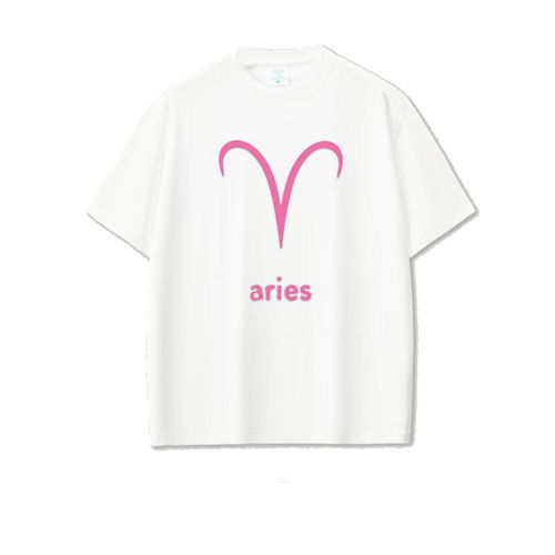 white cotton t-shirt Aries Zodiac velvet
