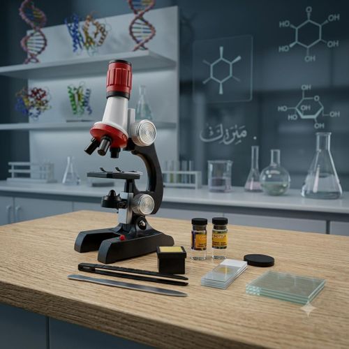 Educational Beginner Microscope Science Kit with Prepared Slides and Lab Tools