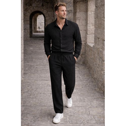 Hero Basic Spanish Linen Trouser - Black
