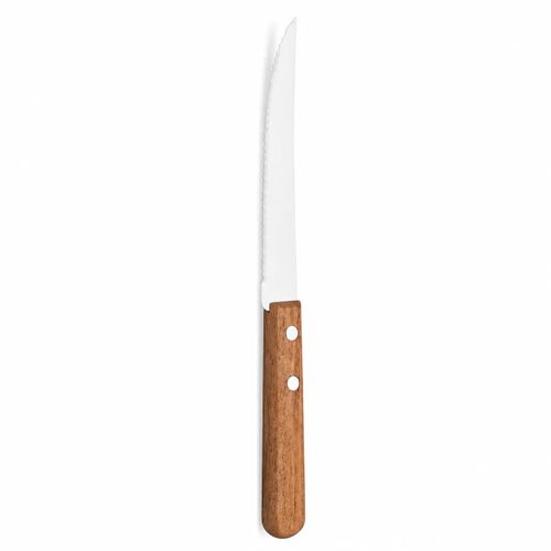 5 Inch Steak Knife, Serrated Stainless Steel Blade with Natural Wooden Handle, 21 cm Table Knife for Steak, Meat & Everyday Dining, Made in Brazil
