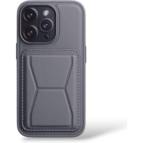 Leather Wallet Case with Card Holder Stand With TPU Frame For Apple iPhone 11 Pro Max - Gray