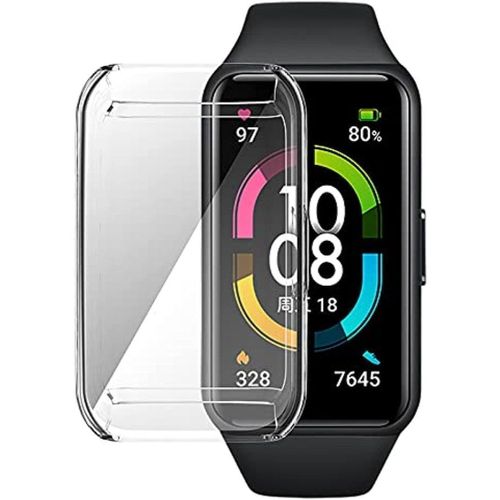 جراب ناعم لسوار هواوي باند 6 سوار هونر باند 6 سوار هواوي باند 7 غطاء حماية شاشة من السيليكون الحراري المرن TPU يغطي الشاشة بالكامل شفاف