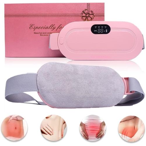 Portable wireless heating pad for menstrual pain relief, abdominal heating pad, 3 temperature settings and 4 massage modes, back and abdomen heating pad for women
