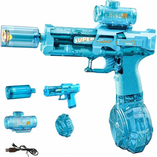 Electric Water Gun with Realistic Flame Light Effects Simulated Recoil Rechargeable Automatic Water Gun Summer Pool Water Toy for Children, Adults
