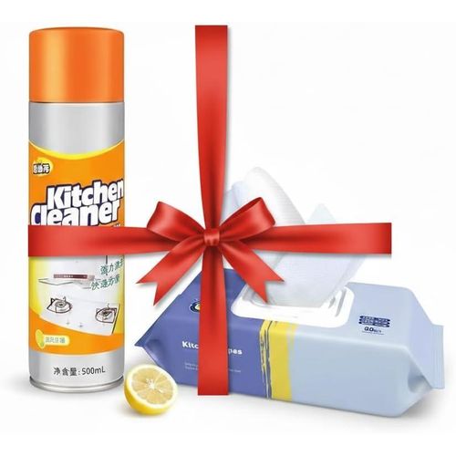 Kitchen wipes and spray kitchen cleaner Bundle - 80 Disposable Wet Tissues Heavy Duty Grease Remover