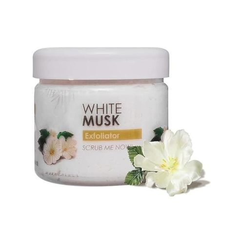 White Musk Exfoliator 200 gm Organic Body Scrub Moisturizing and Exfoliating Musk Scent Vegan 100 Natural Essential Oils