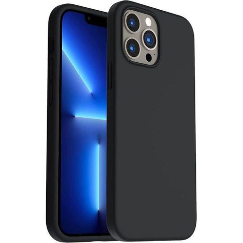 Soft Liquid Silicone Gel Case for iPhone 14 Pro, Shockproof Rubberized Protective Cover with Matte Finish and Soft Microfiber Lining, Slim Back Cover for iPhone 14 Pro (Black)