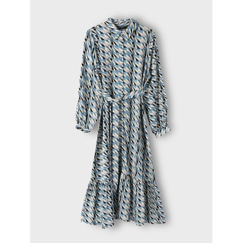 Patterned Long Sleeve Women's Shirt Dress