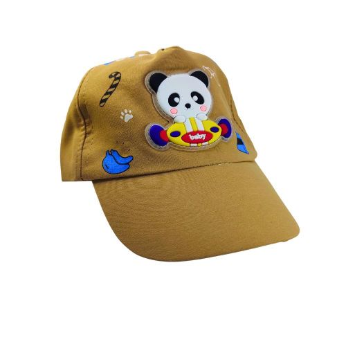 Kids Cotton Baseball Cap with 3D Panda Design - Breathable & Adjustable - Camel/Mustard