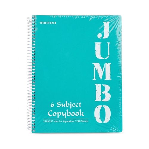 UNIVERSITY NOTEBOOK JUMBO WIRED 240 PAPERS LINED 6 SEPARATORS PLASTIC COVER A4