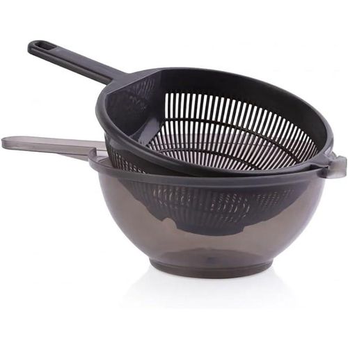 Healthy Plastic Double Colander With Collecting Bowl Multi Color For Vegetables And Fruits Multicolor