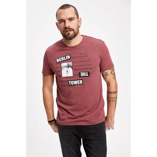 Knitted Short Sleeve T-Shirt - Bordeaux Melange