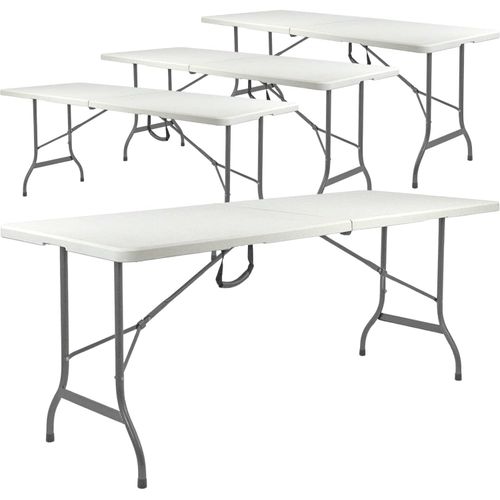 MBI Folding Garden Table, Perfect as Camping Table, Buffet Table, Kitchen Table with Handle Folding Table (180 x 70 x 74 cm, 4 Tables)