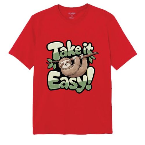 Red Cotton T-shirt ,,,Take it Easy,,,