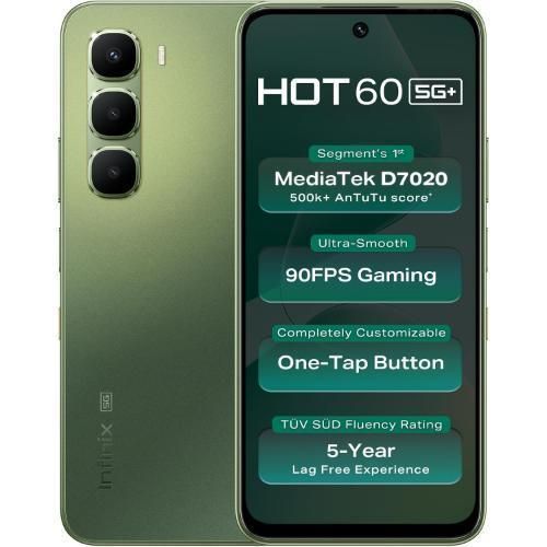 Hot 60 Dual SIM, 128GB, 6+6 GB RAM, 5G+ - Tundra Green