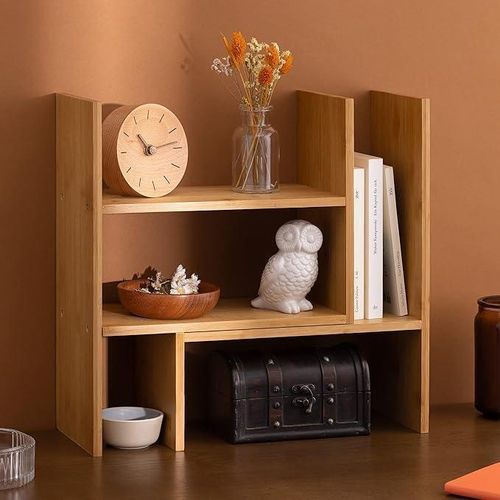 Adjustable Wooden Kitchen Organizer Rack – H-Shaped Multi-Purpose Shelf For Jars Mugs Coffee Station – Space Saving Countertop Storage For Home Living Room – Natural Wood Design