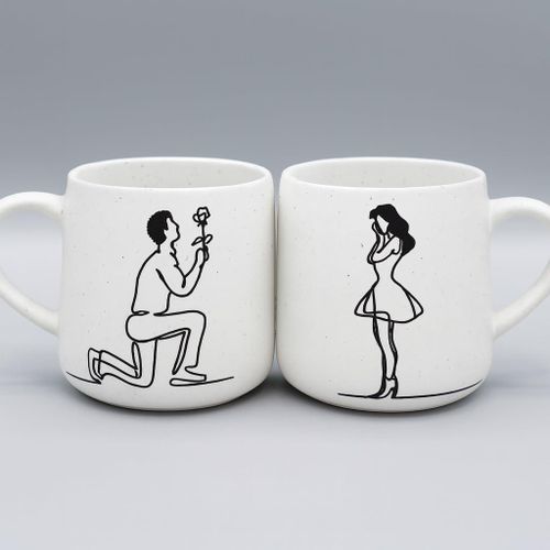 Ceramic Mug Set T01-105-3 2 Pieces, Modern Design