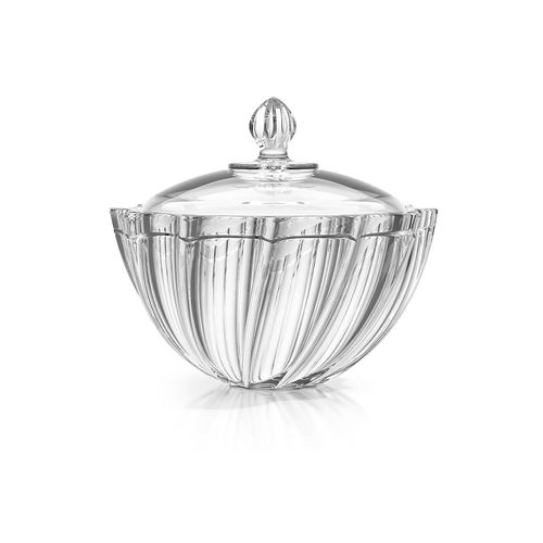 City Glass: Twist Sugar Set – 190ML Transparent Glass sugar Bowl with Cover, Elegant Serving Dish for Sugar, Sweets, Nuts, and Treats