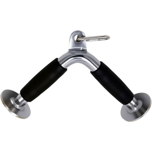 LAT Pull Down Bar,Rotating Press Down Bar,Tricep Rope,Strength Training Double D Row Handle Cable Attachment for Weight Workout,Cable Machine Accessories With Rubber Grips(V Bar)