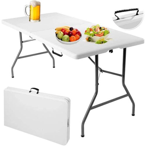 Folding Table with Carry Handle, Camping, Garden, Suitcase, , Balcony, Buffet, Flea Market Table - Can Be Collapsed, Load Capacity up to 150 kg