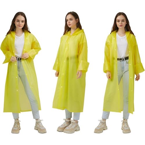 معاطف مطر قابلة لإعادة الاستخدام للرجال والنساء، معاطف طوارئ خارجية مع غطاء رأس - مقاس واحد يناسب الجميع