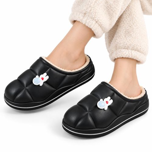 Women’s Winter Fur-Lined Clogs, Comfortable Quilted Slip-On Shoes with Cozy Lining and Durable Sole