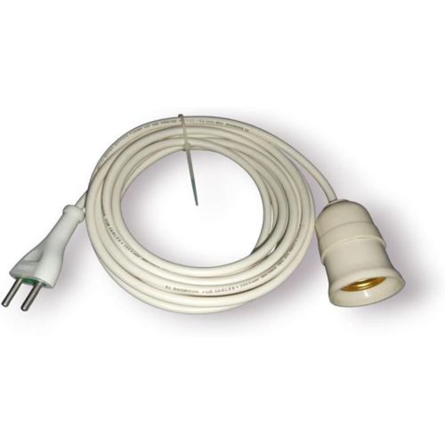 Screw-in light socket with electrical cable and plug, electrical socket connector with wire and plug, screw-in socket with wire and plug ready for direct connection (without bulb)