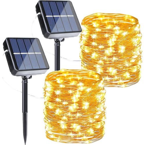 Solar String Lights Outdoor, 200 LEDs Warm White IP65 Waterproof LED Solar String Lights with 8 Lighting Modes and Memory Storage – Decorative Lighting for Gardens, Porches, Parties