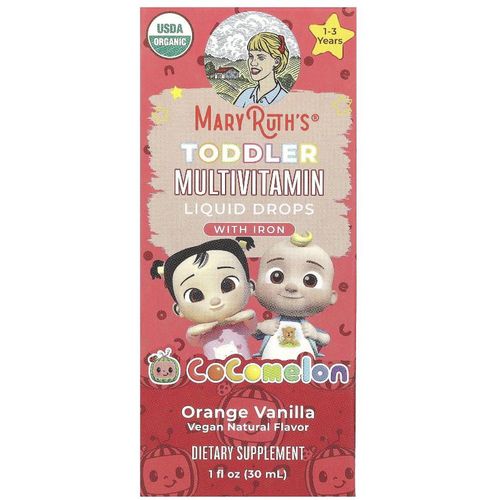 Cocomelon Toddler Multivitamin Liquid Drops with Iron 1-3 Years Orange Vanilla 1 fl oz 30 ml