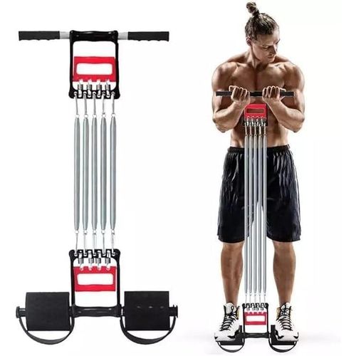 FitUltimate Power 3 in 1 Adjustable Chest E*erciser with 5 Springs, Hand Grip Strengthener, Pedal Pull Rope Strap, Home Fitness Equipment for E*ercise, Finger, Waist, Arm