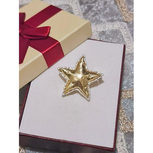 Star with engraved designs gold x silver Brooch and clothes pin