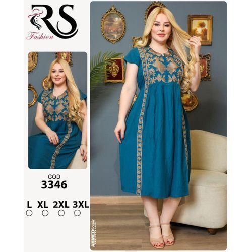 Rs Plus Size Women’s Home Dress – Imported Viscose – Embroidered