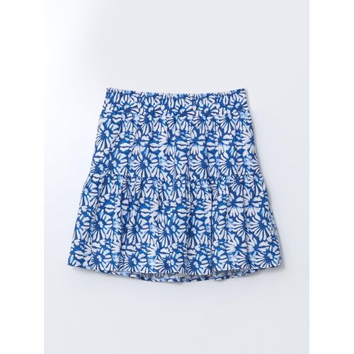Floral Girl's Short Skirt With Elastic Waist