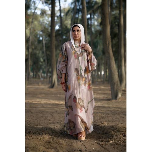 Botanical print dress (blush Pink and brown)