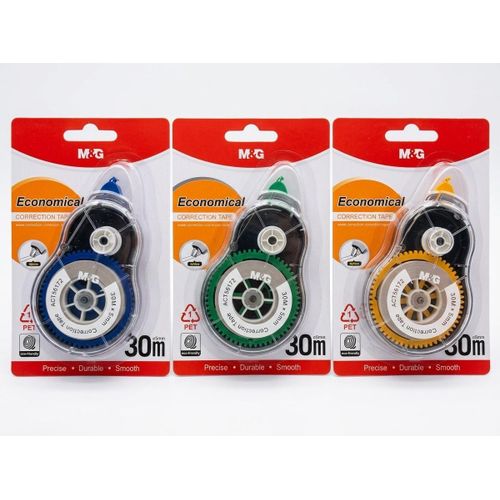 Chenguang Economical Correction Tape – 30m x 5mm PET Correction Tape, Instant Dry, Smooth & Precise, Assorted Colors - 1pcs - No:ACT56172