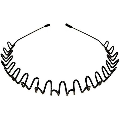 Vetelly- Metal Wave Hair Headband Black Flexible Non-Slip Design For Styling And Sports