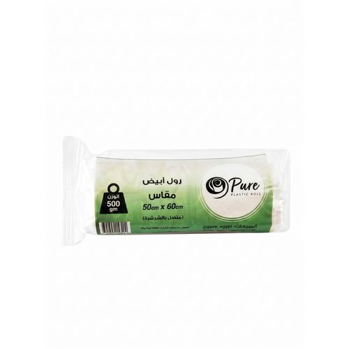 White Plastic Garbage Bag Roll 500g Size 50x60 cm Perforated Easy Tear Heavy Duty Trash Bags Leakproof Disposable Waste Bin Liners Rolls for Kitchen Home Office Waste Bags