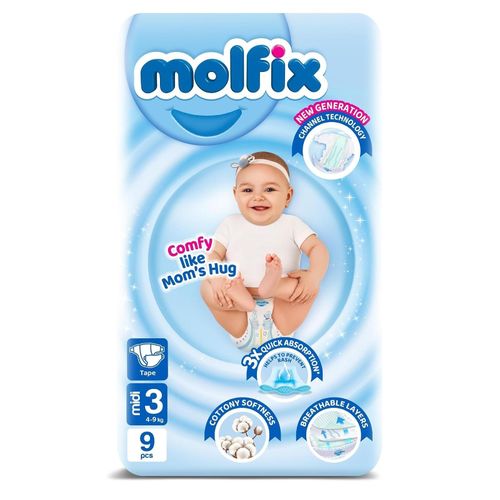 Baby Diaper Midi Size 3 , 4-9 KG Small Pack 9 pcs
