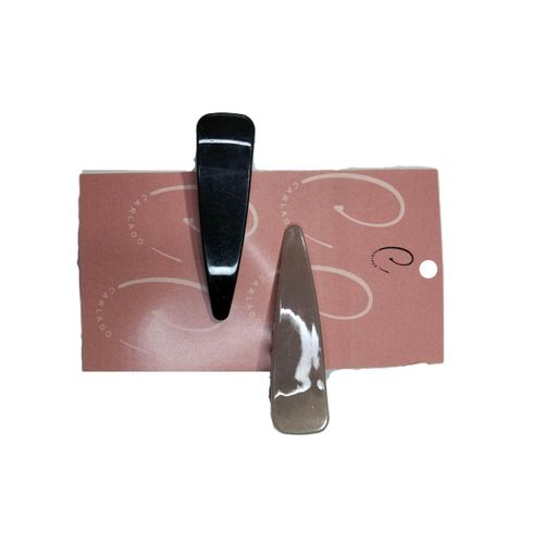 Twin Set of Hair Clips - Beige & Black