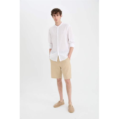Regular Fit Linen Bermuda