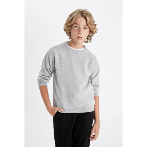Boy Crew Neck Regular Fit Pullover - Grey Melange