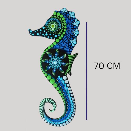 Dot Mandala Seahorse Wall Art – Hand-Painted Ocean Décor, 70cm